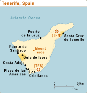 Map Of Tenerife showing Costa Adeje